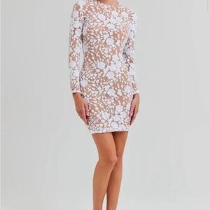 NADINE MERABI White Floral Long Sleeve Dress